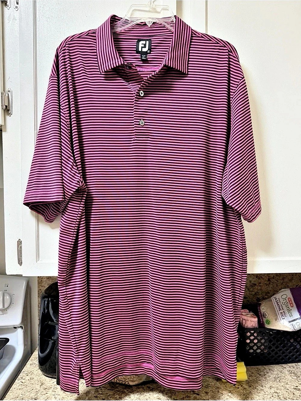 FootJoy Striped Polo in Pink & Black 2XL Like New